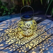 AUHomi Outdoor Solar Hanging Lantern, Hanging Decorative Lights, Christmas Light for Garden Patio Courtyard Porch Lawn and Tabletop, Unique Gifts for Women Gardening, Black